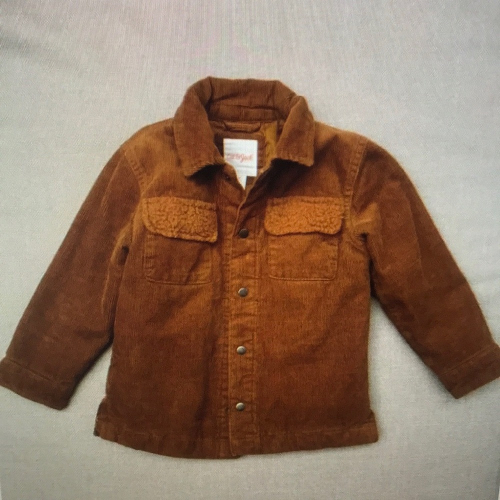 Corduroy Sherpa-Trim Kids Jacket - Brown